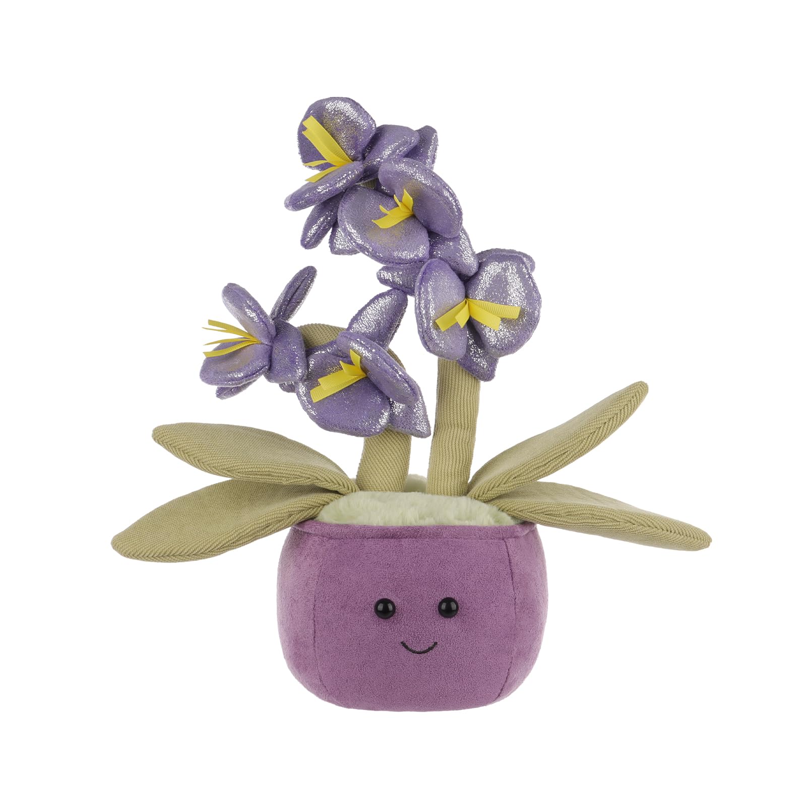 Apricot Lamb Potted Butterfly Orchid Plant Plushies Stuffed Animals for Kids, Soft Cute Plush Toys for Baby Girl and Boy, Fluffy Purple Potted Butterfly Orchid Plant