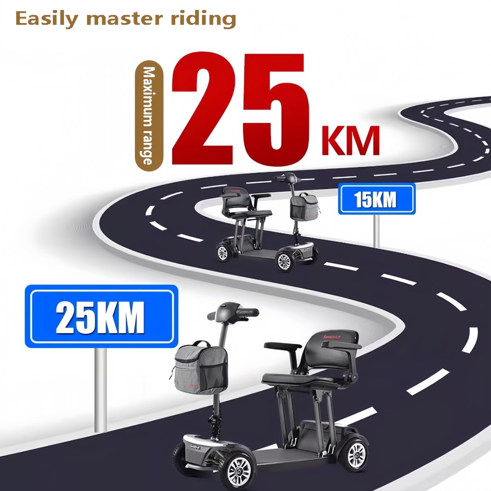 Scooters De Movilidad para Adultos,Scooter De Movilidad Plegable Y Ligero De 4 Ruedas, Equipado con Freno Electromagnético,para Personas Mayores, Adultos Y Personas con Discapacidad.