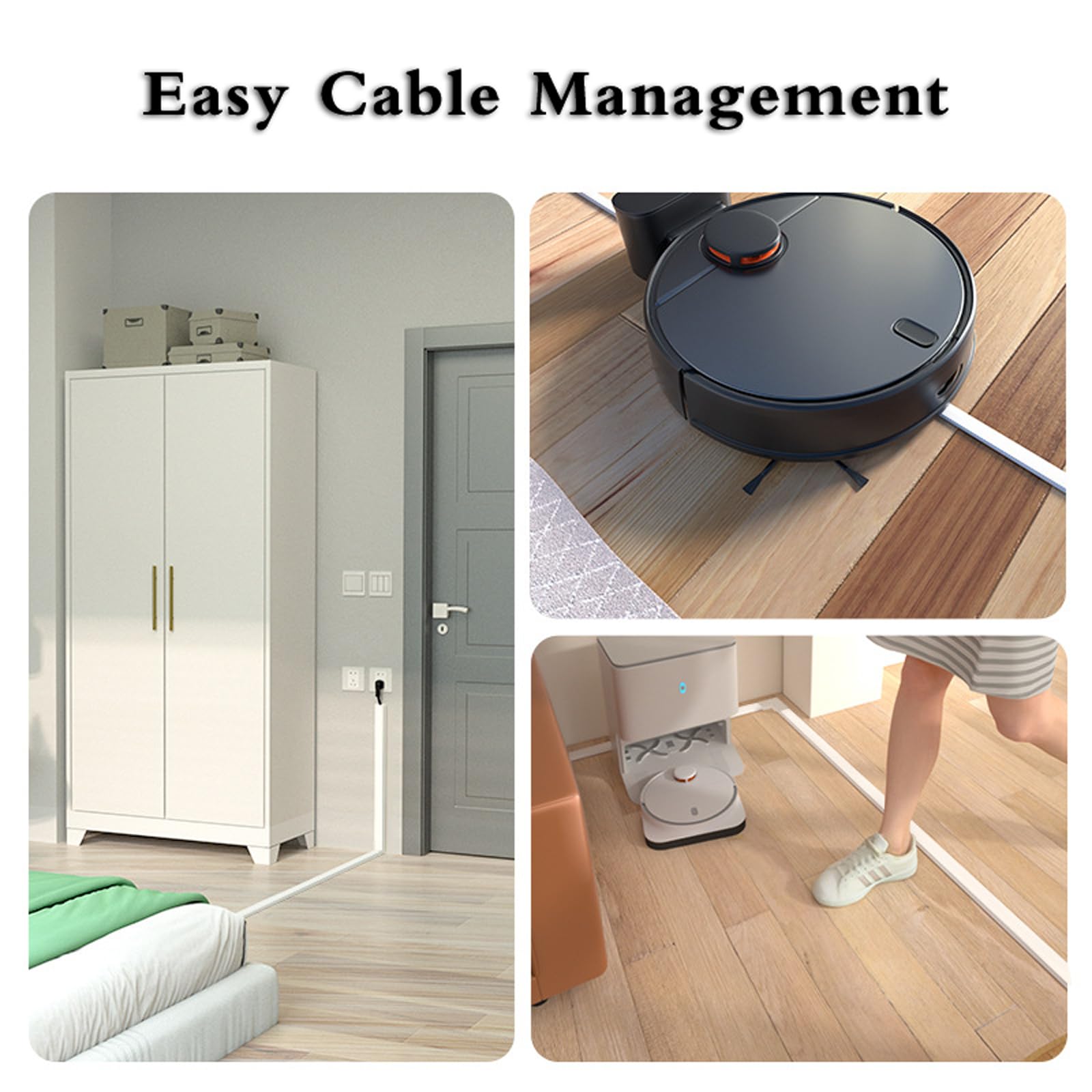 Kabelkanal, Wire Tidy, selbstklebende Kabelkanal-Wand-Drahtabdeckung, 2 Stück, 1 m, Weiß, mehrere Größen(39 * 19)