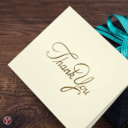 Miniatura 3 de Tarjetas de agradecimiento de negocios, bonito y elegante en relieve dorado, medio pliegue blanco en blanco, regalos y regalos  Vacaciones, baby