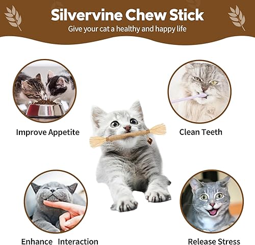 Miniatura 3 de 6 unidades de palos de vid plateada para gatos, juguetes naturales de Silvervine para gatos, palos de juguete para gatos y gatitos, juguetes para