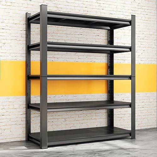 Miniatura 15 de Estantería de garaje de acero resistente de 5 niveles de 72" de alto x 40" de ancho, capacidad de 3000 libras, almacenamiento de garaje y sótano,