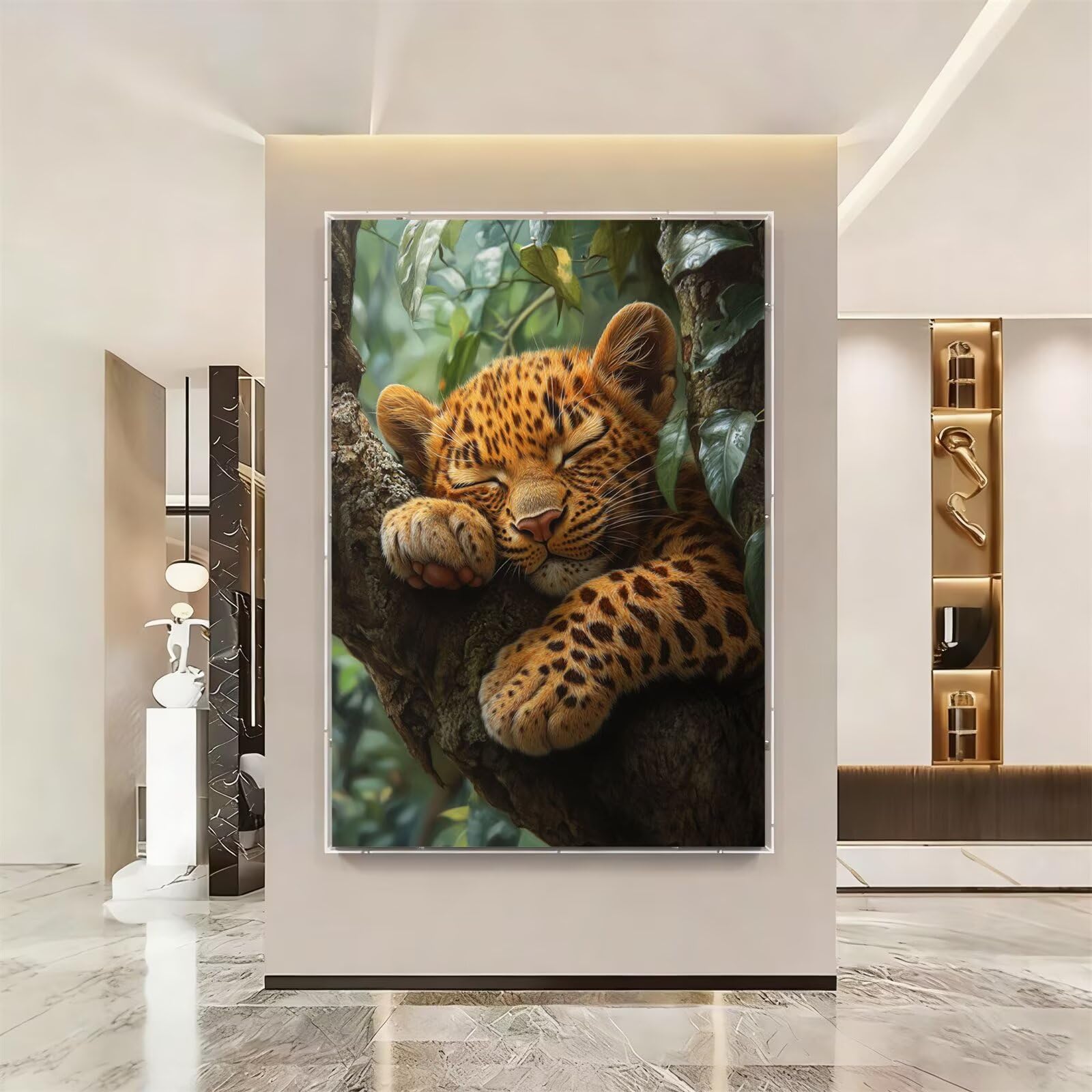 Numery Malarstwo Leopard Fabryka Malarstwo Numery Dla Dorosłych, Zestaw Mozaiki, Zestaw Mozaiki, Zestaw do prasowania płótno, Kolorowanka według numerów dla dorosłych, z pędzlami i farbami akrylowymi