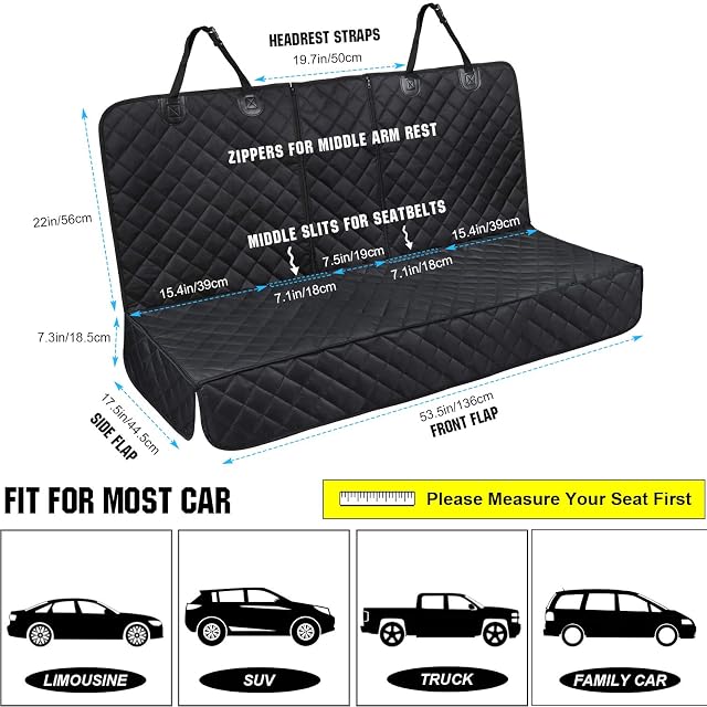 Foto 2 de 7 de Satisby Impermeable Funda Perros Coche universales -Funda Asientos Traseros Coche 137x 119cm，con cinturón…