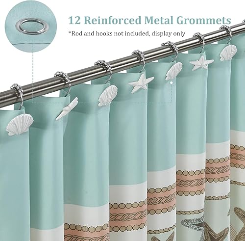 Miniatura 38 de Under The Sea - Cortina de ducha de tela impermeable de poliéster azul marino para baño, 72 pulgadas de ancho x 72 pulgadas de alto Bajo