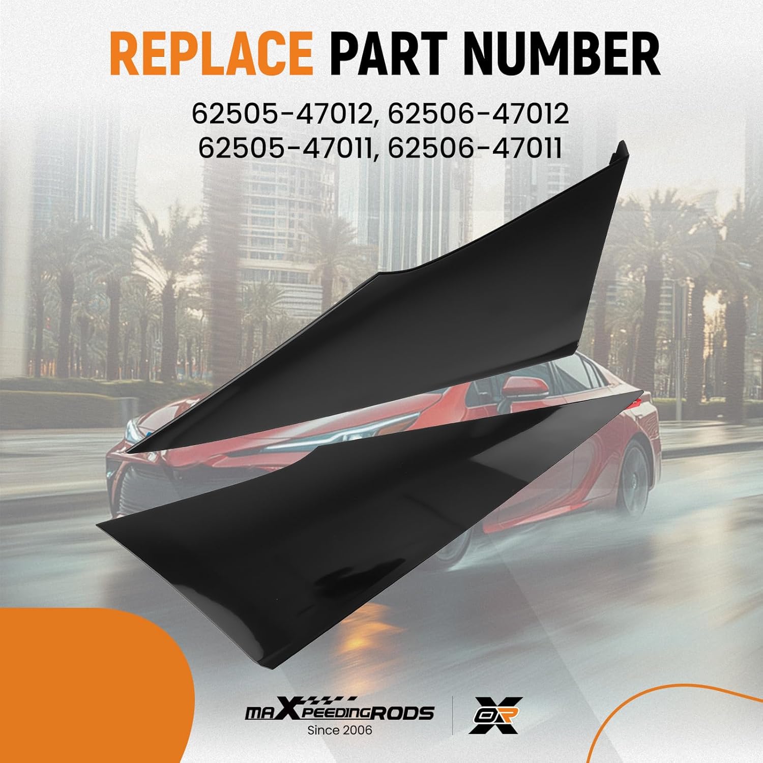 maXpeedingrods 2 PCS Rear Quarter Moldings Left and Right Compatible with Toyota Prius 2016-2022, Prius Prime 2017-2022, Rear Triangular Cover Plate Replacement for 62505-47012 62506-47012 62505-47011