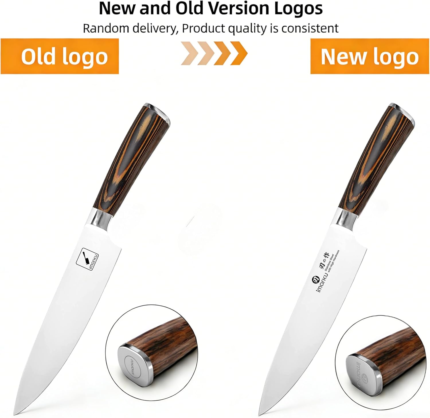 imarku Chef Knife - Pro Kitchen Knife 8 Inch Chef's Knives Japanese HC Steel Sharp Paring Knife with Ergonomic Handle, Tawny Handle, Best Gifts for Men and Women, Gyutou knives - Image 2