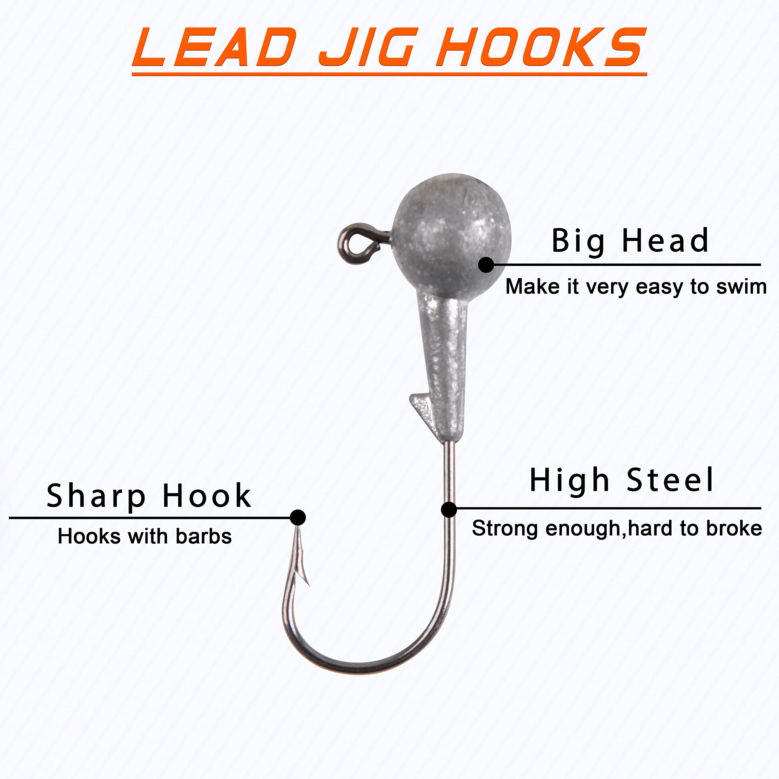 Grub Lures Fishing Jigs Head Hooks Kit,Crappie Jigs Fishing Lures Kit Soft Plastic Grub Tail Worm Lure Bait for Bass Trout Saltwater Freshwater Fishing