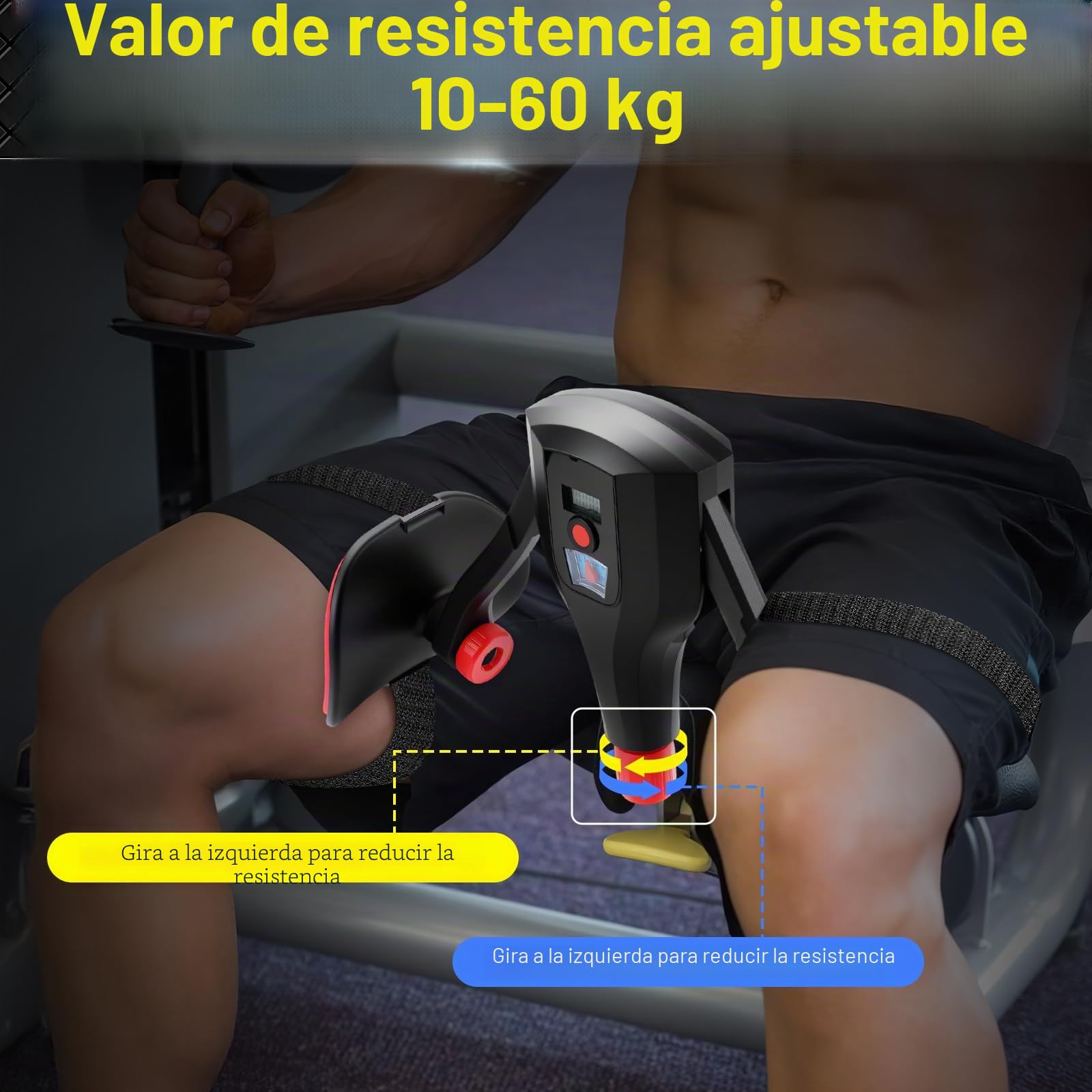 Entrenador de Muslos, 10-60 kg Entrenamiento de Suelo Pélvico conteo LCD, 360° Entrenador Multifuncional para Mujeres y Hombres,Resistencia Ajustable Entrenamiento de Cadera, Entrenamiento de Brazos