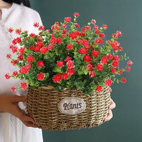 Miniatura 8 de RECUTMS 12 paquetes de plantas artificiales, eucalipto artificial para decoración de porche delantero, flores de primavera sintéticas, vegetación