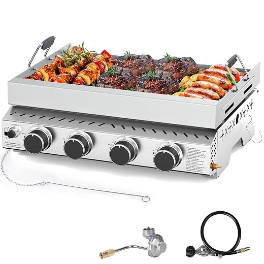 Portable 4-Burner Stainless Steel BBQ Griddle - $129.99