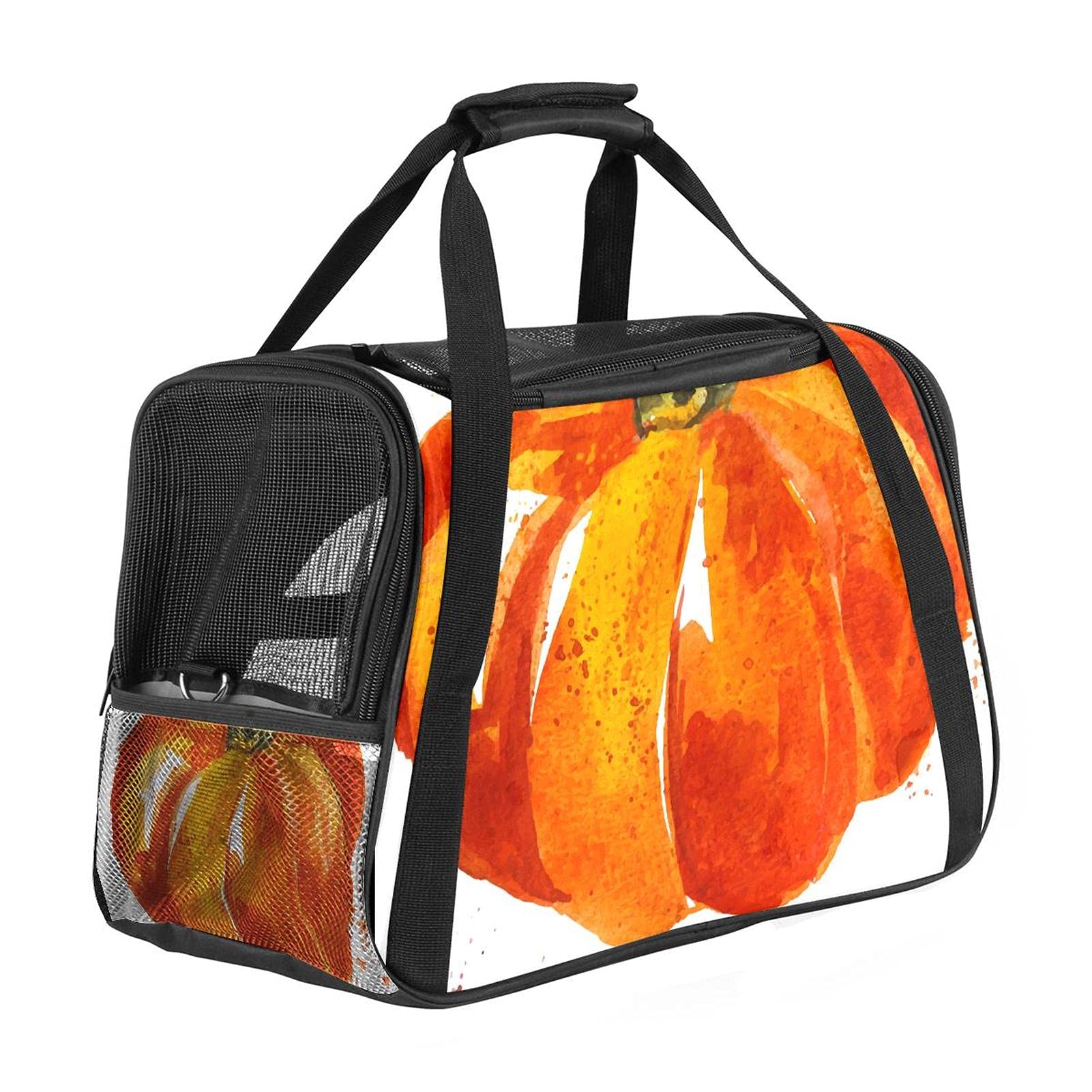 Sac de transport pour animal domestique avec imprimé citrouille pour cabine d'avion