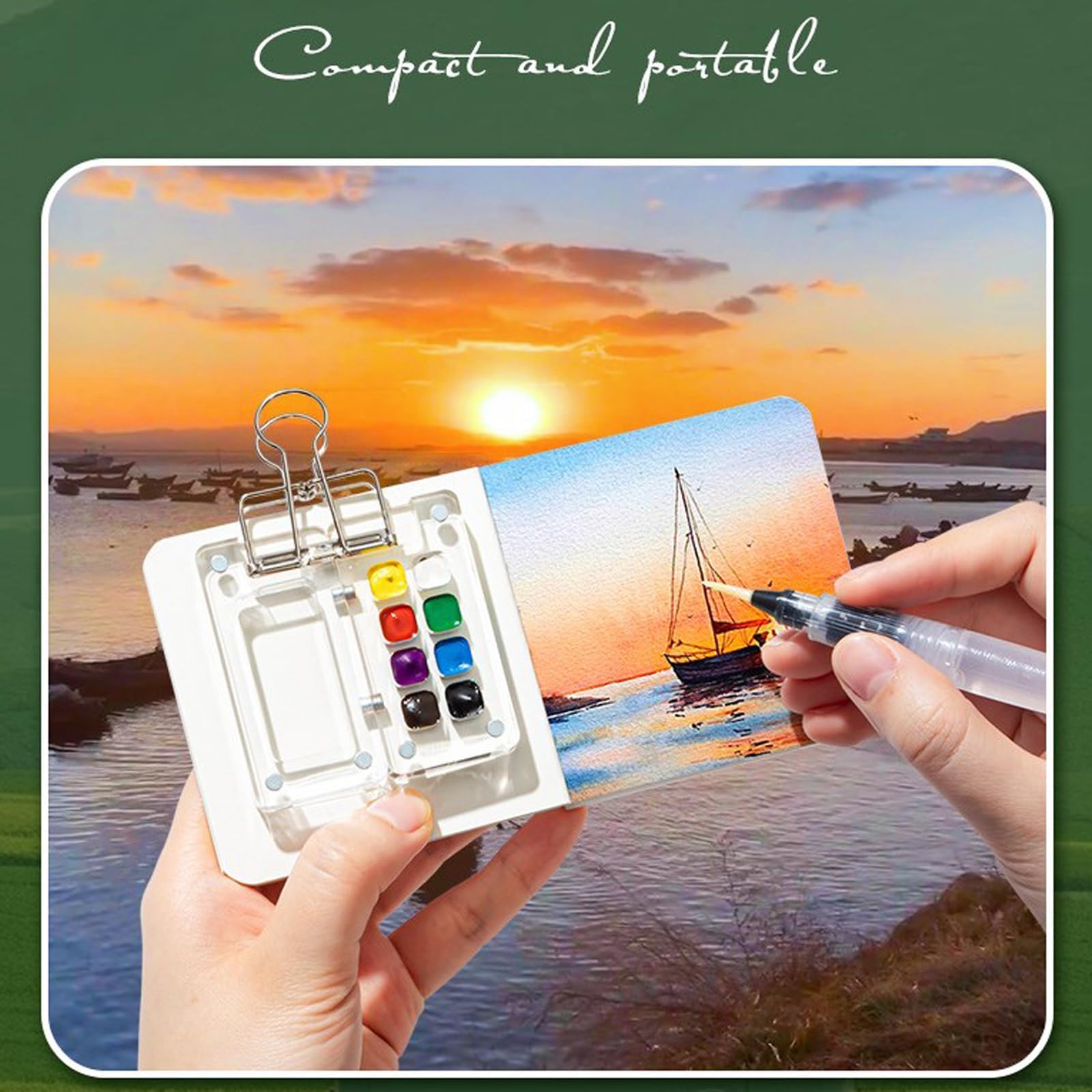 Mini Coffret Aquarelle Voyage - Palette Bois 8 Couleurs - PocketArtist - Peinture Portable