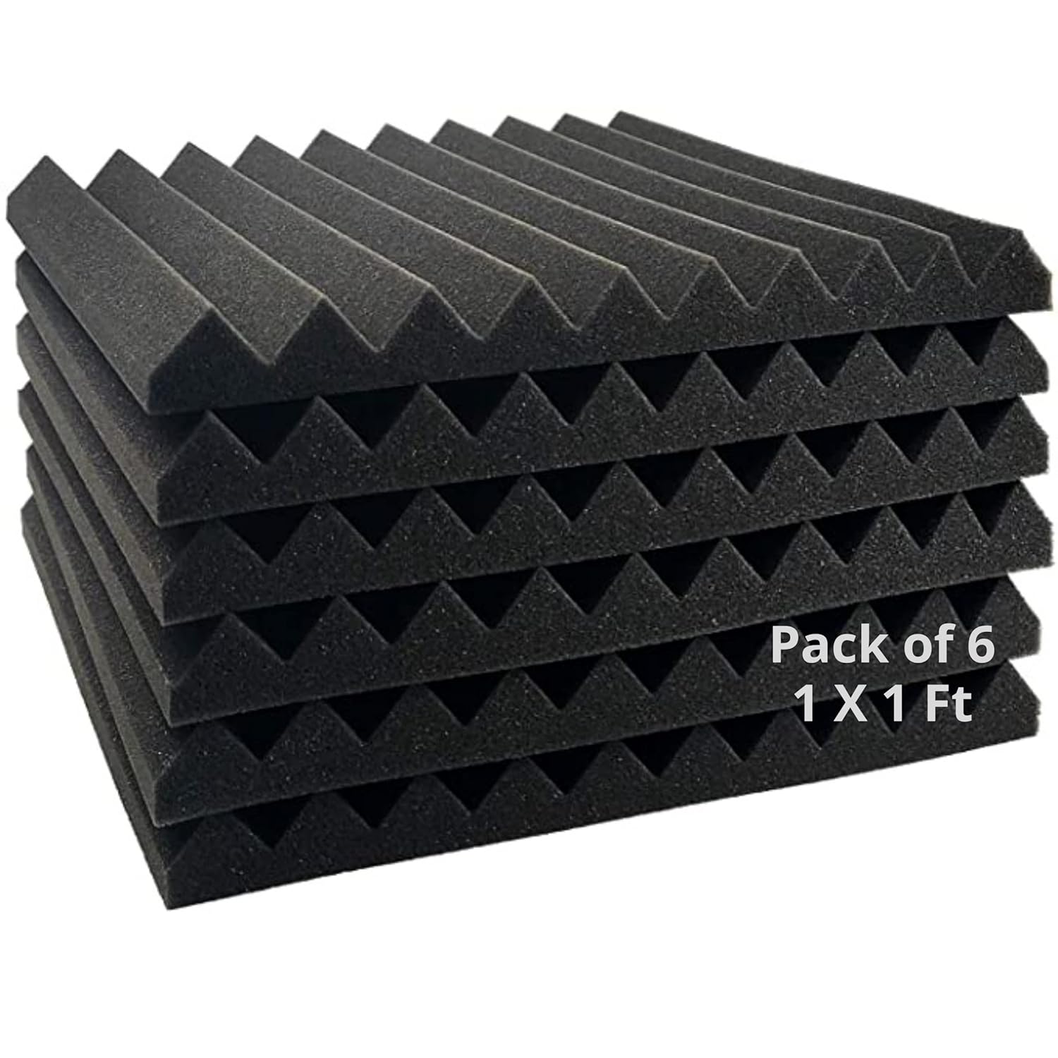 Cambik 6 Pack Wedge Acoustic Foam Panels Soundproof Studio Wall Tiles