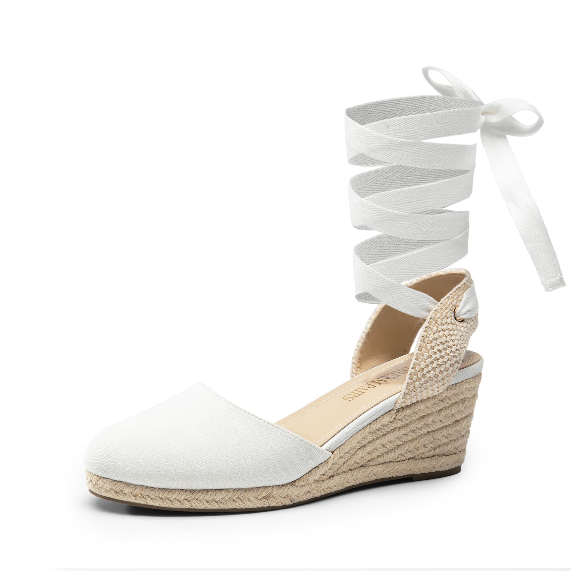 DREAM PAIRS Espadrilles da donna con punta aperta, sandali eleganti con plateau da infilare, cinturino alla caviglia, sandali con tacco a zeppa