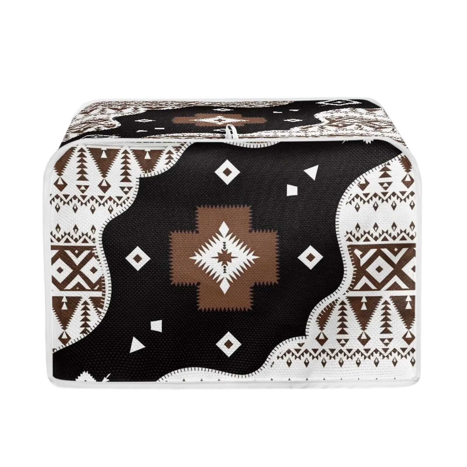 Talayituse Brown Geometric Print Toaster Cover 4 Slice Wide Slot, Lightweight Bread Maker Cover Dust Protection Washable Appliance Bag, M