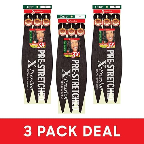 Miniatura 2 de Outre X-Pression Braid-Trenza preestirada de 52 pulgadas, 3 paquetes de 3 (1)