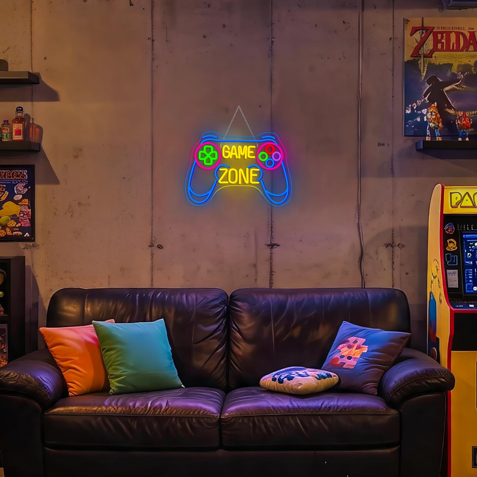 Game Zone neonowa tabliczka do dekoracji ściany, neonowa tabliczka LED do pokoju zabaw, pomysł na prezent dla chłopców, dzieci i graczy, dekoracja pokoju dla chłopców