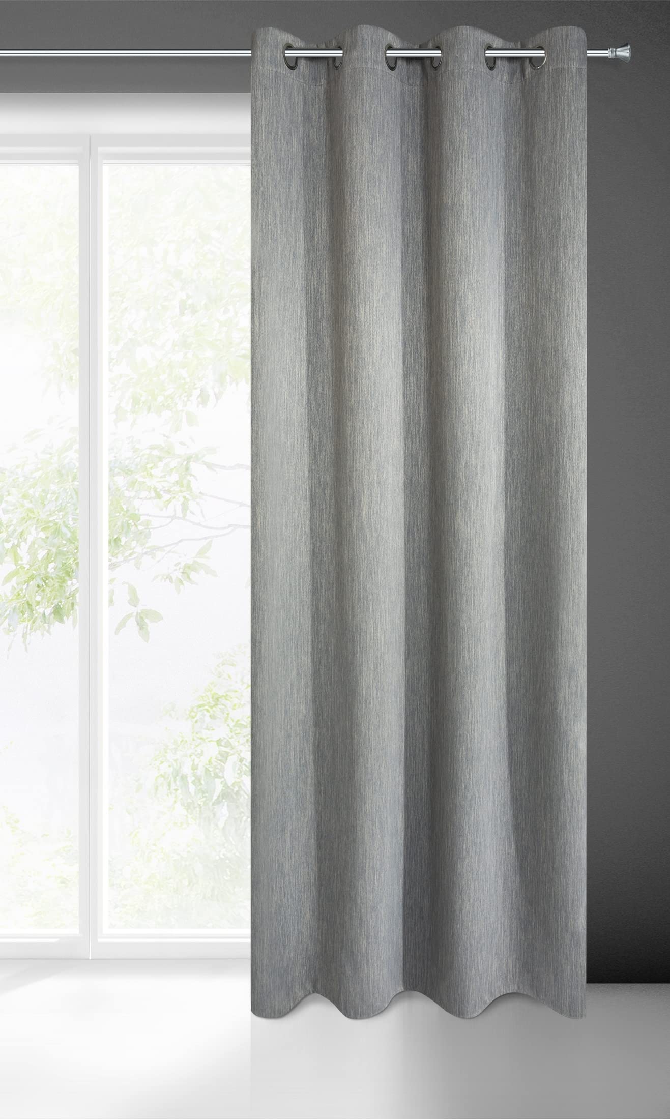 Eurofirany ROSSIE 250 g/m2 Blackout Thermal Curtain with Eyelets Opaque Modern Heat-Insulating Blackout Curtain for Teenagers' Room Living Room Bedroom 135 x 250 cm Steel