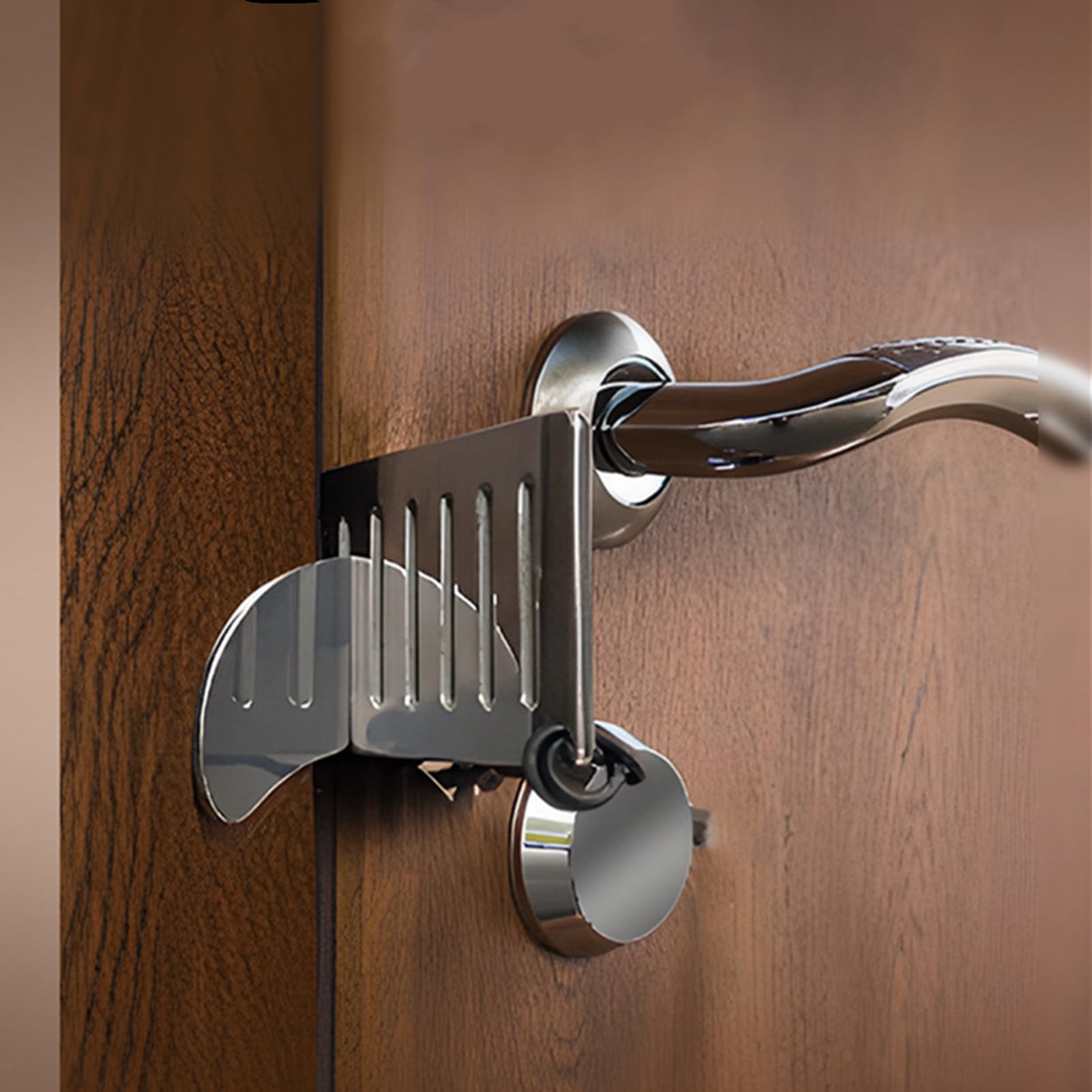 Portable Door Lock for Travel Extra Travel Door Lock for Additional Privacy and Safety in Home Hotel and Apartment, Portable Lock for Door Security Devices Home Security Door Locker, Silver