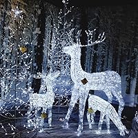 Vista 6 de Tira de luces de Navidad, 33 pies, 100 luces LED blancas para árbol de Navidad, tira de luces conectables para interiores, cable transparente, 8