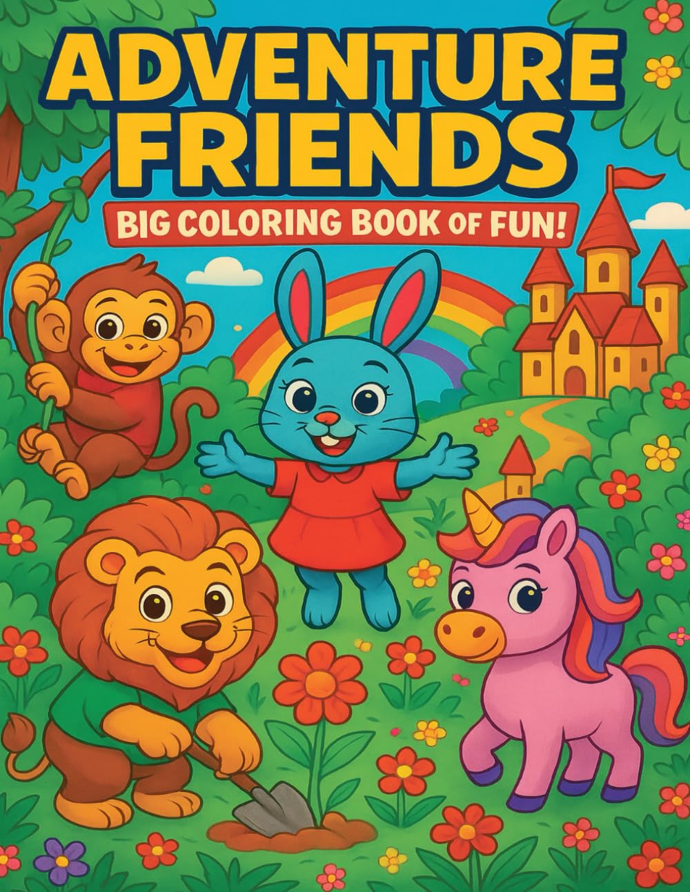 Adventure Friends Coloring Book: Big coloring book for kids