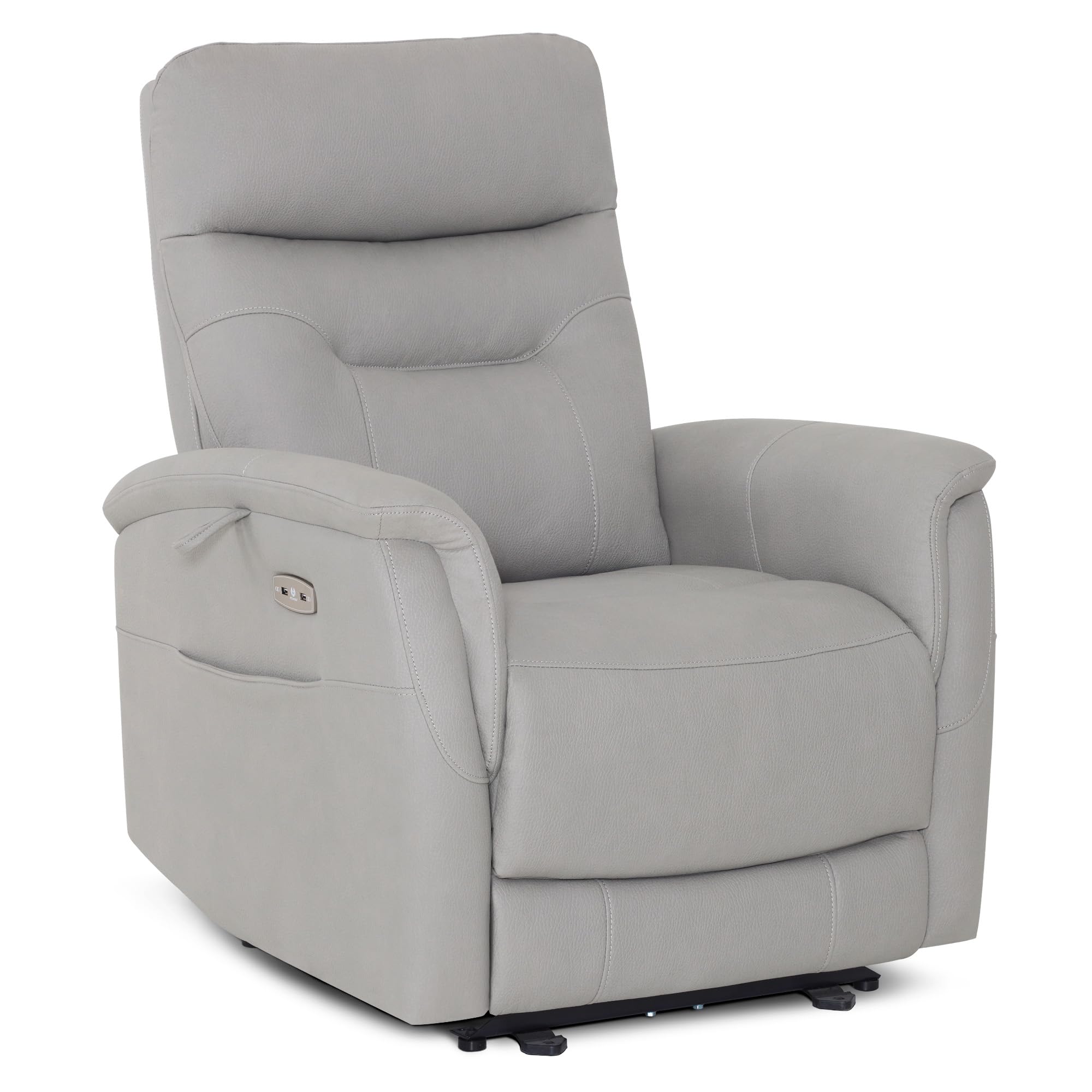 M MCombo Relaxsessel mit Liegefunktion, Fernsehsessel Elektrisch Verstellbar, TV Sessel mit 160° Liegefunktion, Recliner Chair, USB & Seitentasche, Sessel Wohnzimmer Relax, 7077 (Hellgrau)