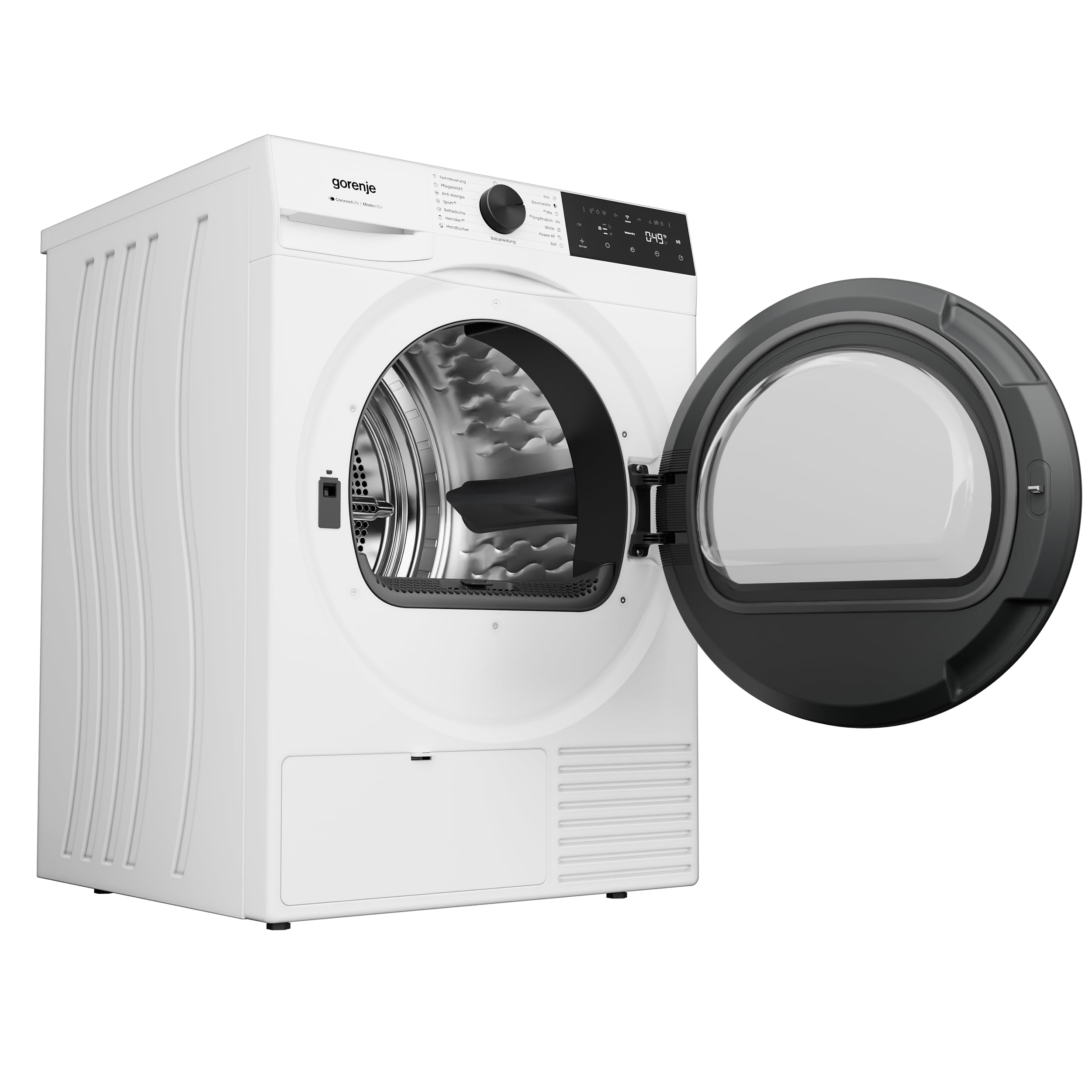 Gorenje D5G48D Trockner/Kondensation mit Wärmepumpe /8kg /15 Programme/ConnectLife/Made in EU/FastDry/TwinAir/Feuchtesensor/NatureDry/Anti-Allergie/Knitterschutz/EasyClean-Filter/EEK: D