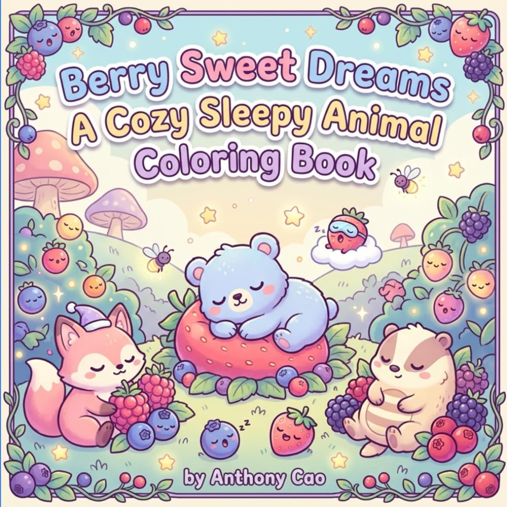 Berry Sweet Dreams: A Cozy Sleepy Animal Coloring Book for Relaxing Nights, Stress Relief & Adorable Bedtime Fun