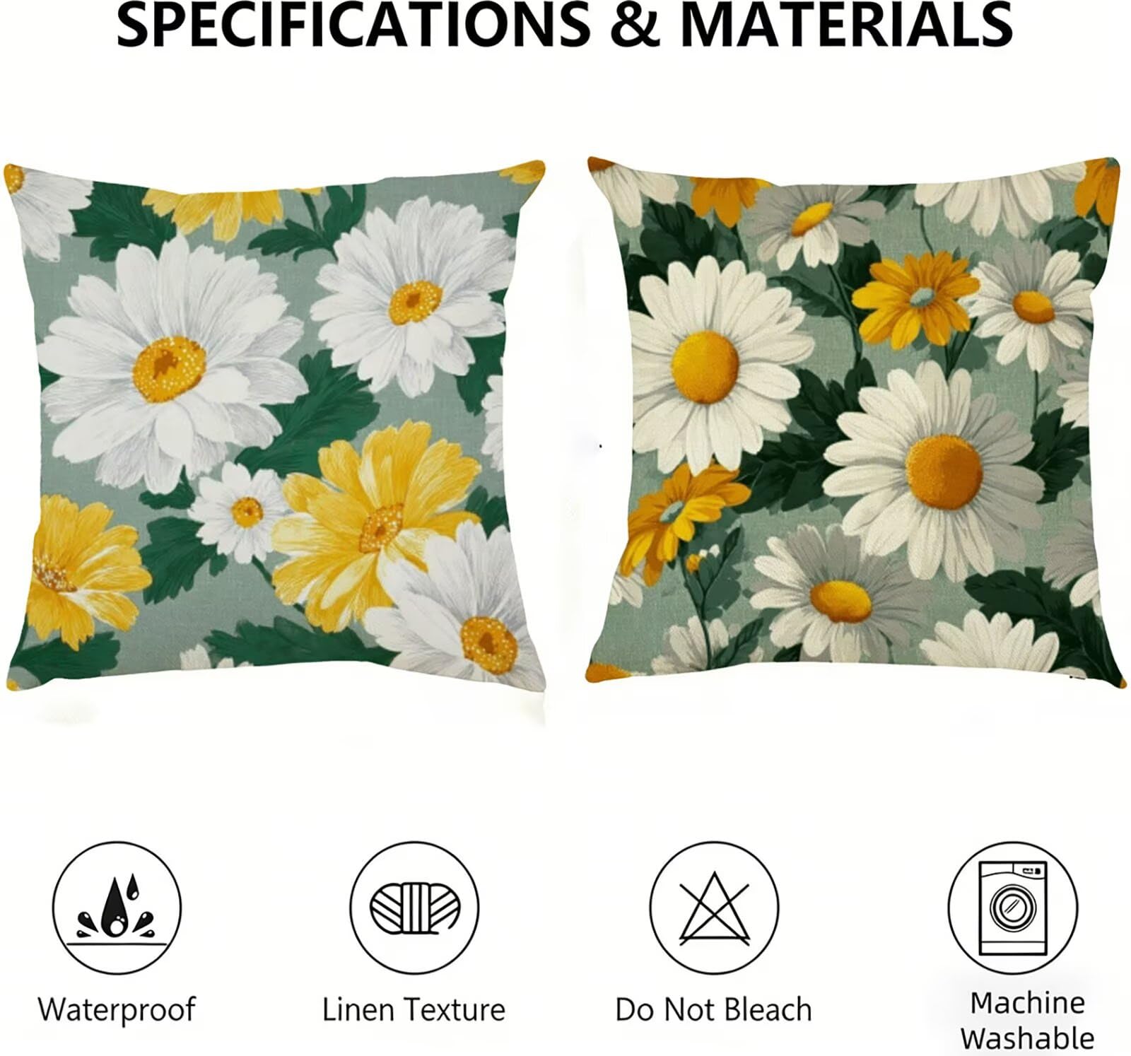 Housse de Coussin Canapé Flower 80x80cm Exterieur Impermeable Botanique Taie D'oreiller Décoratif Aesthetic Housse Coussin Decoration pour Chambre Sofa Jardin Balcon Terrasse Lot de 2. P-4788