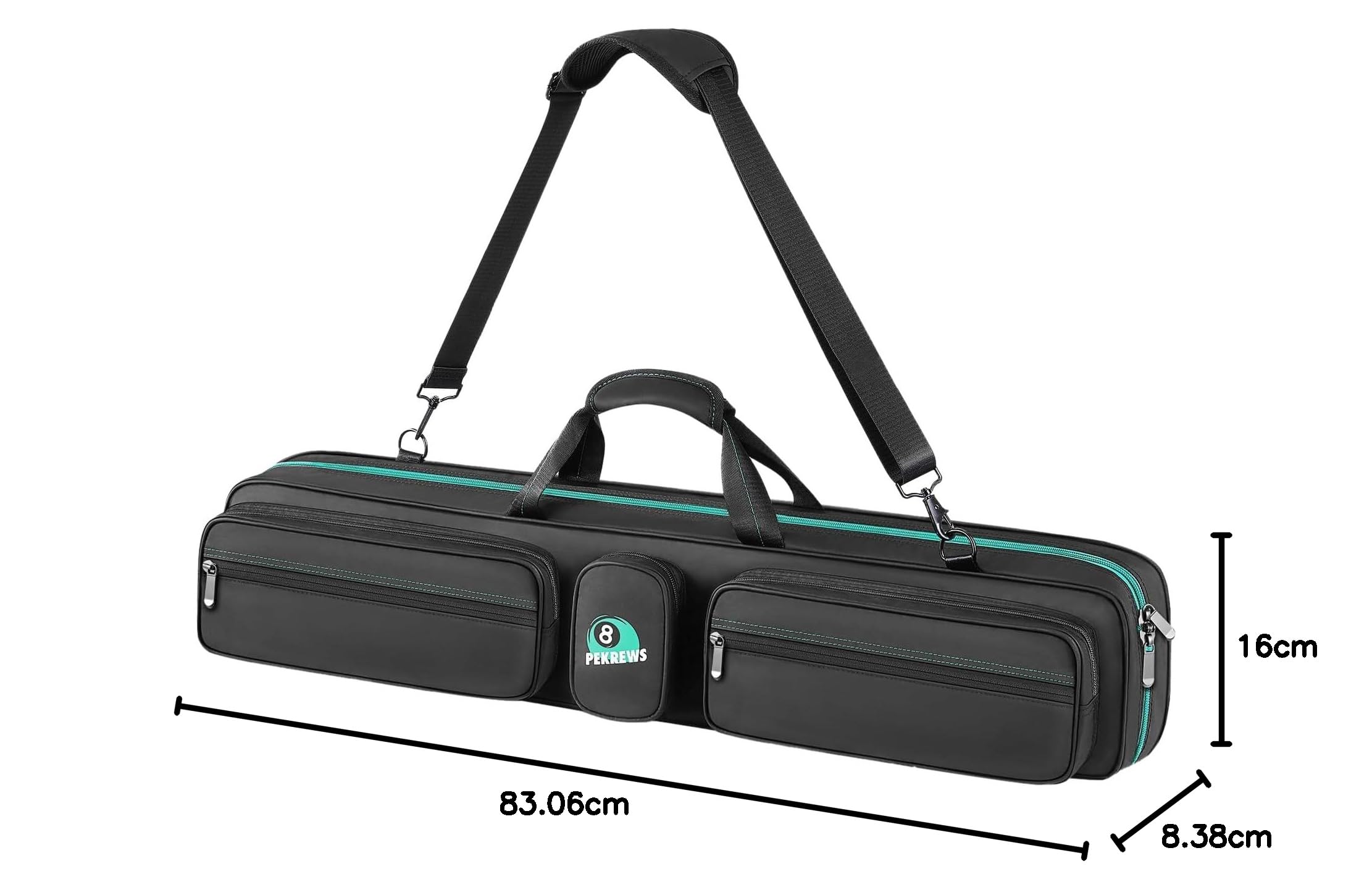 PEKREWS Pool Cue Case, Pool Stick Case 4x5 with Multiple Pockets Holds 4 Butts 5 Shafts, Soft Padded Sturdy Pool Cue Bag, Billiard Cue Backpack with Adjustable Shoulder Straps for Men and Women