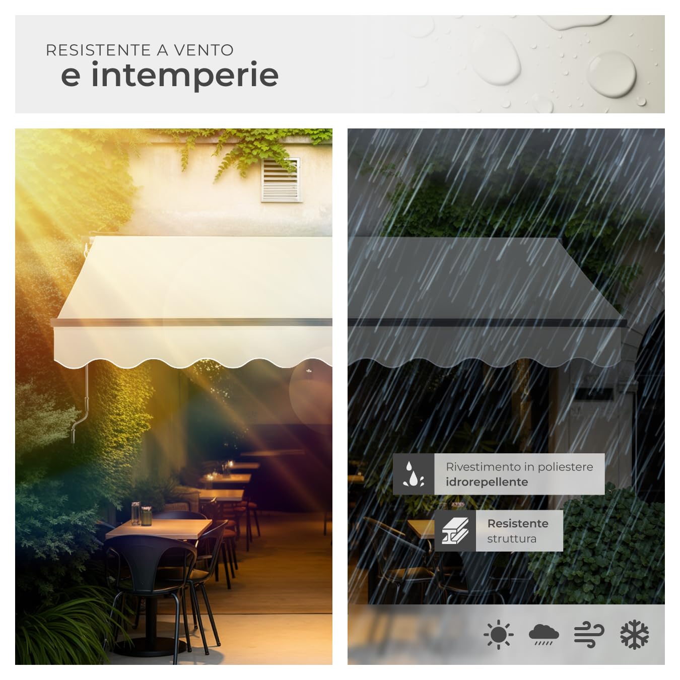 Tectake Tenda da Sole Esterno Bracci Estensibili Avvolgibile Impermeabile Protezione UV 300x250 cm Beige