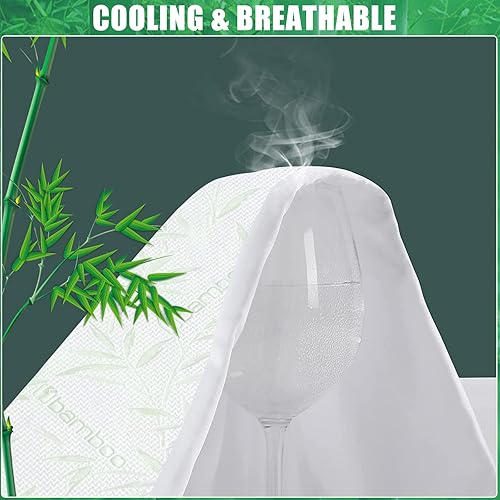 Miniatura 46 de Protector de colchón impermeable tamaño individual, funda de colchón transpirable, funda de colchón de bolsillo profundo ajustable que se estira