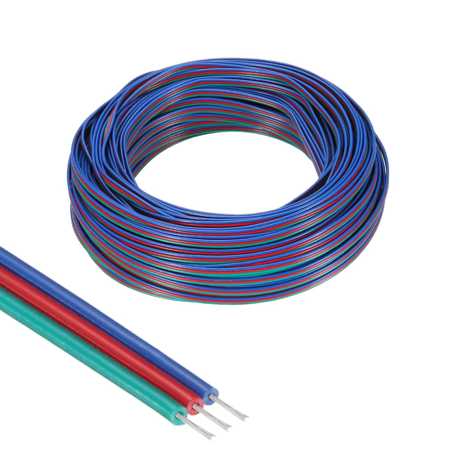 sourcing map 3Pins 24 Gauge Extension Cable Cord Wire 98.4ft 3 Conductor Tinned Copper Wire Flexible LED Strips Light Electrical Wire for Lamps Residential Wiring Car Circuit