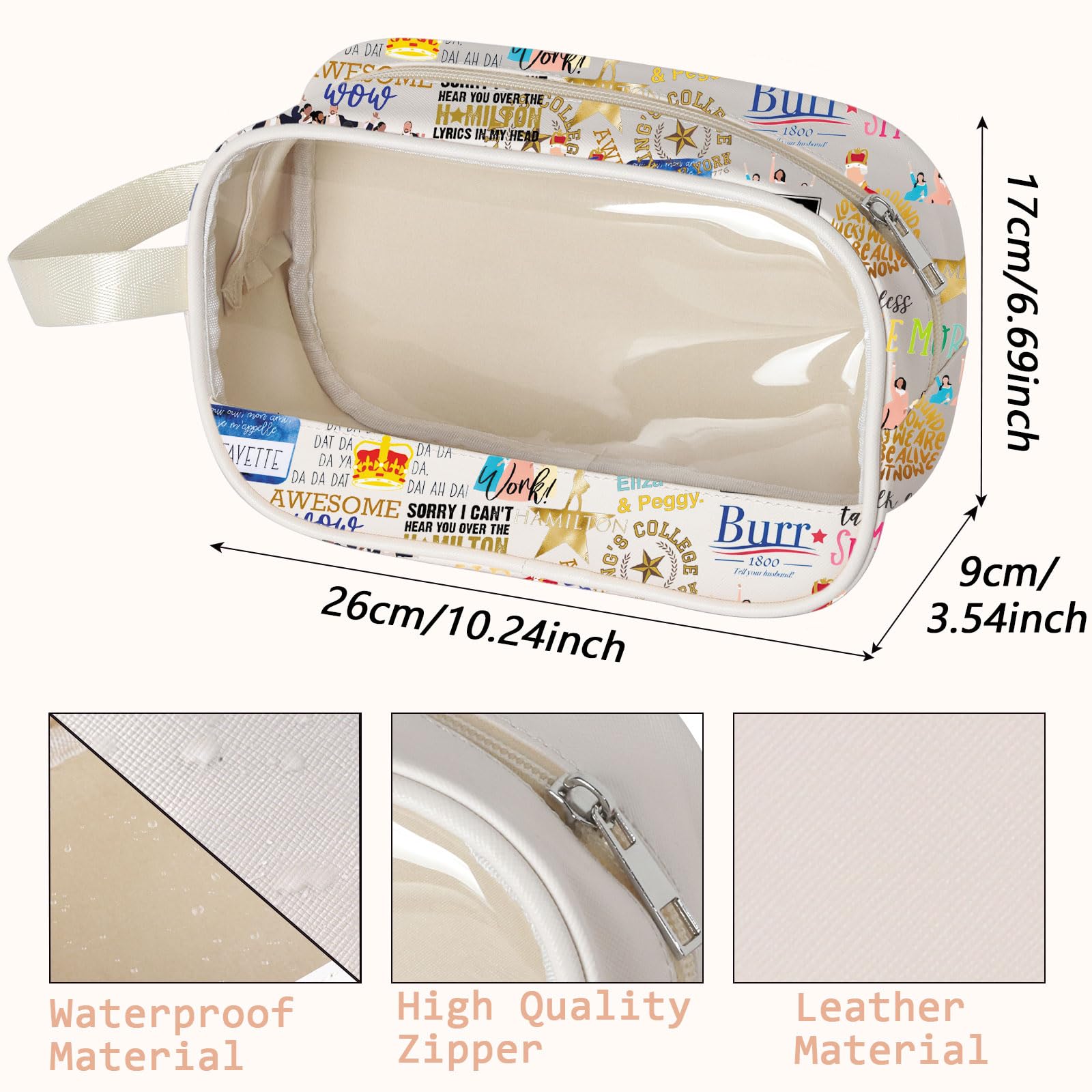 American Musical Inspired Clear Makeup Bag for Musical Theater Lover (HamilEra Cbag EU) - Image 2
