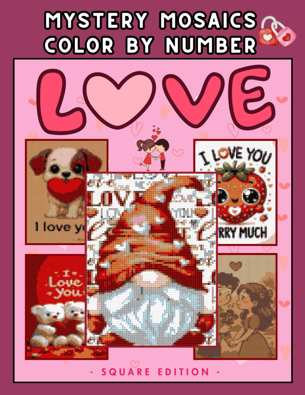 Love Mosaic Color by Number: Romantic Mystery Coloring Book for Adults and Teens Featuring Cute Animals, Hearts, and Sweet Couples