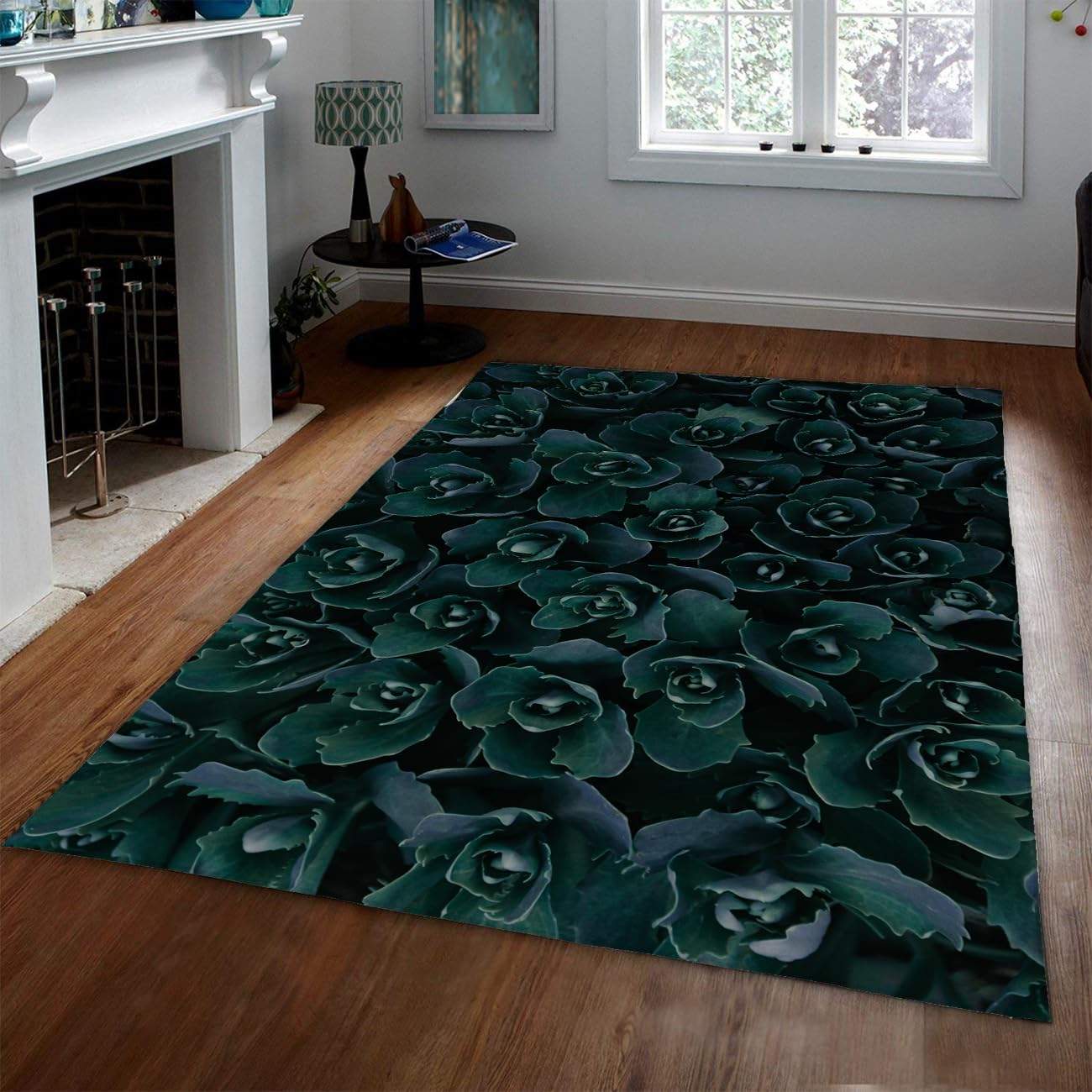Ciemne dywaniki botaniczne 60 x 90 cm soczysty zielony kwiat cienki lekki dywanik zmywalny kwiatowy wzór vintage duży elegancki do salonu sypialni wystrój