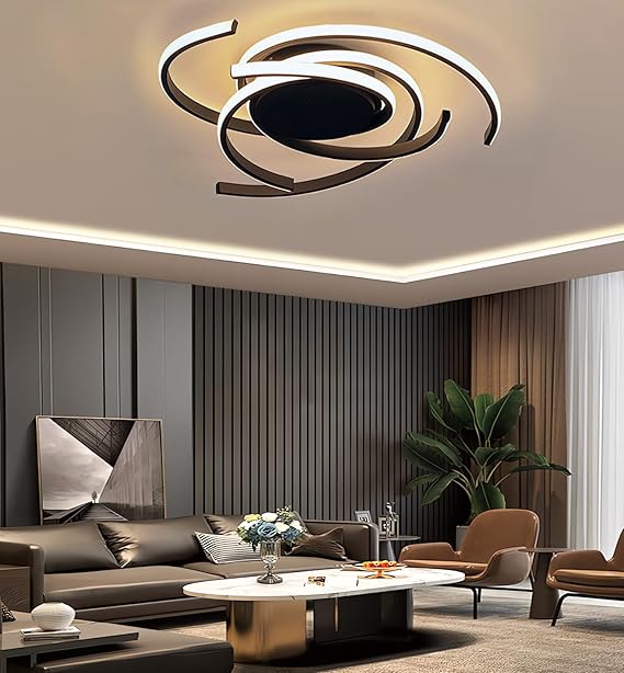 JINGKER Moderne plafondlamp,LED-plafondlamp dimbaar met afstandsbediening 92W helderheid instelbaar van 10%-100%, woonkamerlamp,zwarte slaapkamerplafondverlichting,interieurverlichting lampen (Zwart, Φ75cm) photo 3