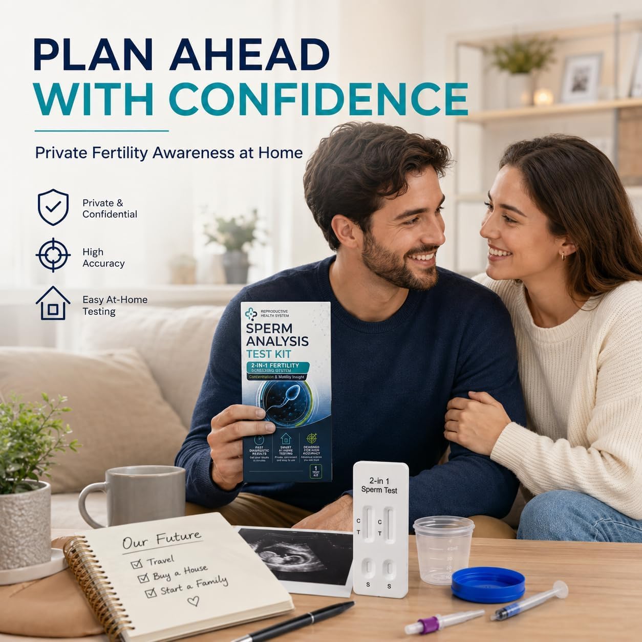 2-in-1 At-Home Semen Analysis Kit, for Personal Wellness Tracking