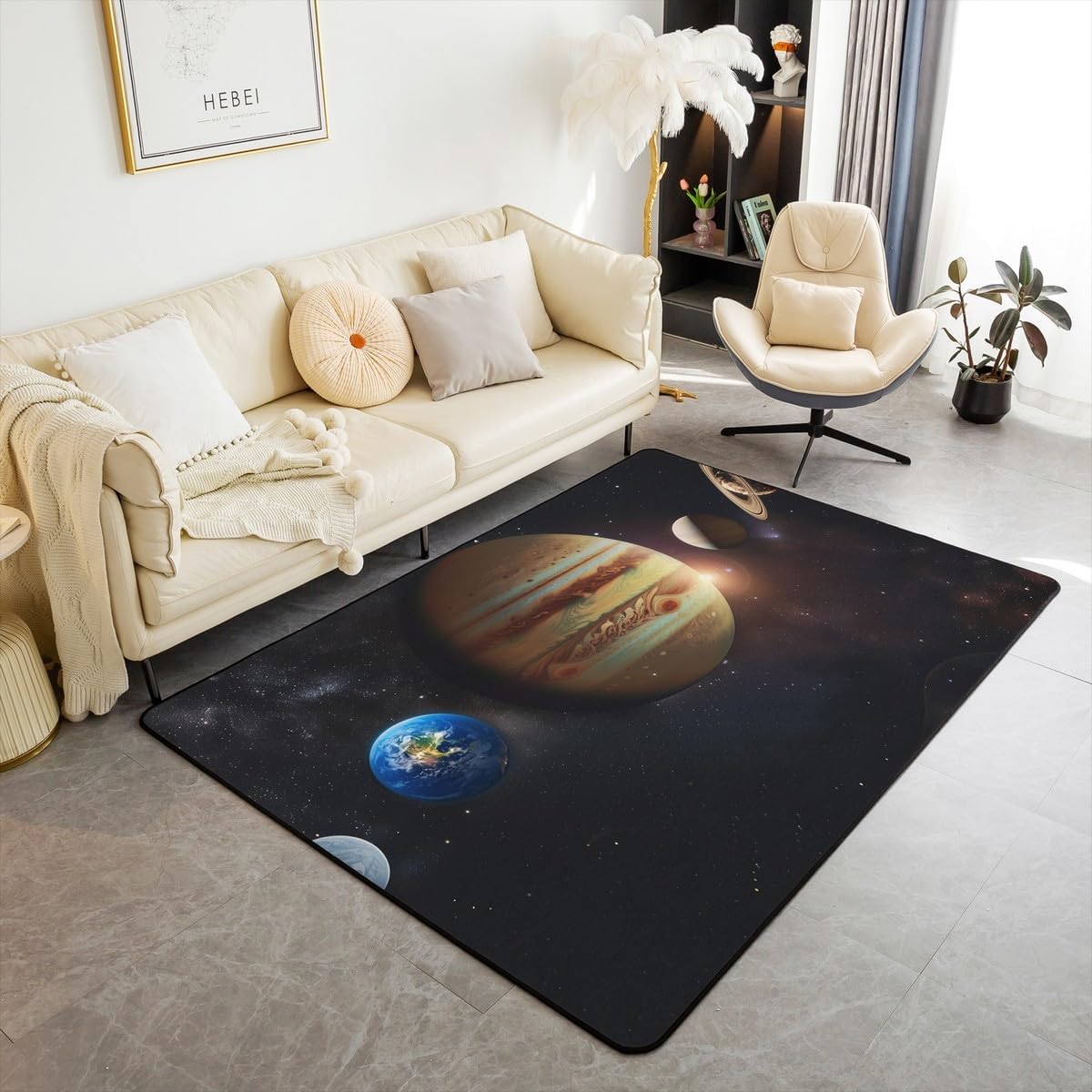 Erosebridal Space Theme Living Room Rugs 3x5 Outer Space Area Rug for Girls Boys Galaxy Carpet Solar System Indoor Floor Mat Universe Themed Bedroom Decor Decorative Accent Rug for Teens Kids