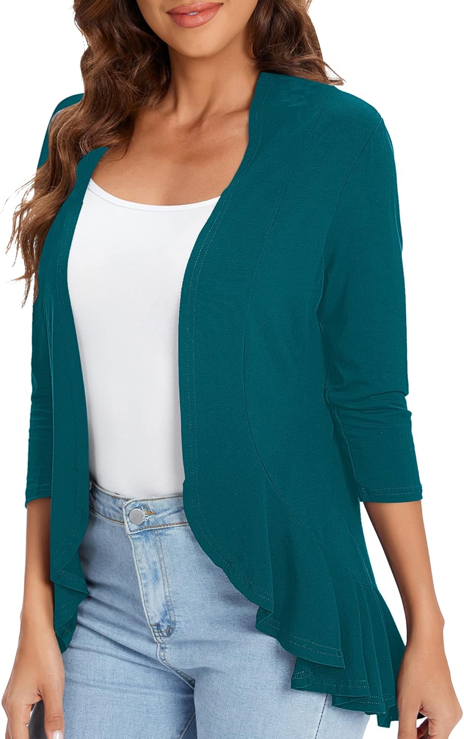 Urban CoCo Women's 3/4 Sleeve Casual Cardigans for Women Trendy Open Front Lightweight Cover Ups - Image 4