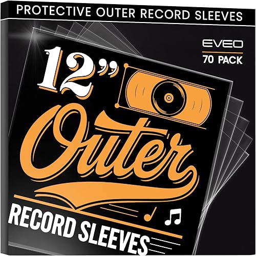 Vista 15 de EVEO 50 Vinyl Record Sleeves Outer – Crystal Clear Outer Vinyl Sleeves LP Album Covers 12.75"x12.75" Perfect Fit Protective 3 Mil Protection for