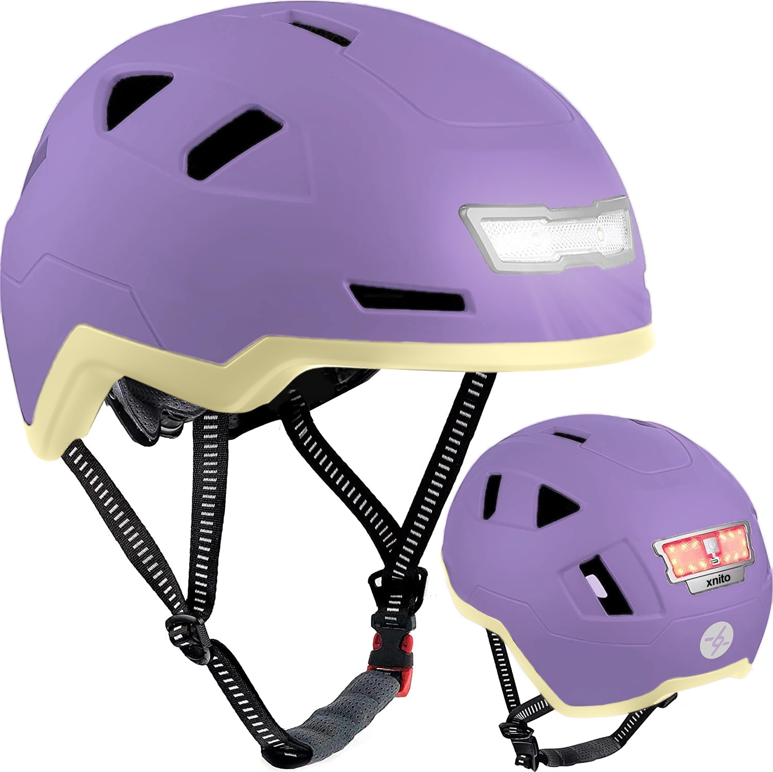 XNITO Bike Helmet with LED Lights - Urban Bicycle Helmet for Adults, Men &amp; Women - CPSC &amp; NTA-8776 Dual Certified - Class 3 E-Bikes, Scooters, Onewheel, Commuter, Mountain
