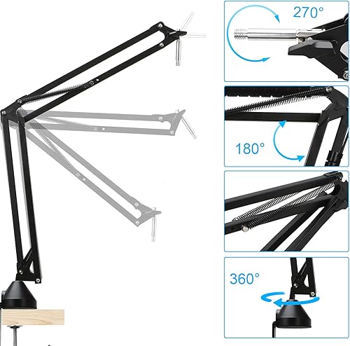Miniatura 9 de YOUSHARES Brazo de brazo compatible con micrófono HyperX Quadcast, brazo de brazo Quadcast con adaptador y 2 fundas de cable para juegos,