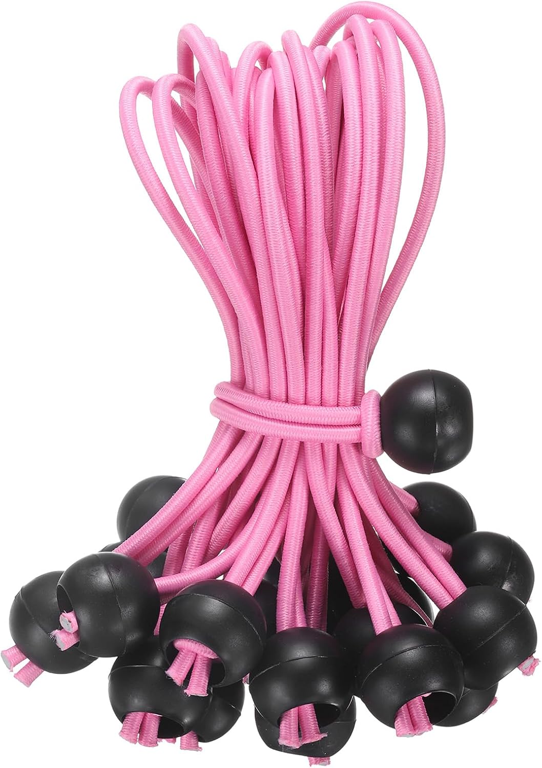uxcell 6" Balls Bungee Cords, 30 Pcs Bungee Cords with Balls Elastic Tarp Tie Downs for Tents, Camping, Tarp, Posters, Expander Loops, Tarpaulin Holders, Tarpaulin Rubber (Pink/Black)