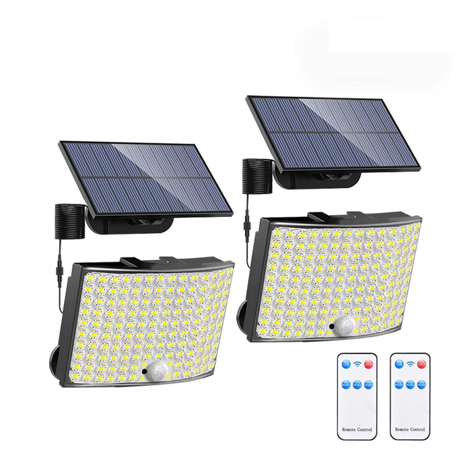Zewnętrzna lampa solarna, 106 LED Solar Street Lights 328 Reflektory LED IP65 Wodoodporny czujnik ruchu Indukcja ludzka Światła bezpieczeństwa powodzi słonecznej 3 tryby(128LED-2PCS)