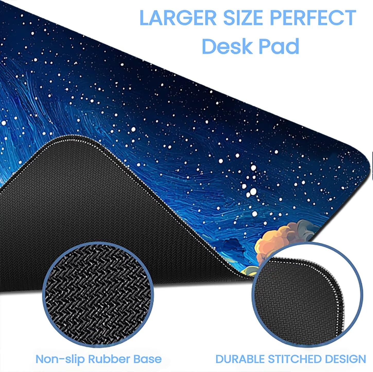 Lpfieonn Himmel Großes Schreibtischunterlage, XXL Schreibtischunterlagen, Blau XXL Wasserdicht Gaming Mousepad mit Vernähter Rand und Rutschfeste Gummibasis, für Laptop/Hause/Büro 120x60cm PF-3397