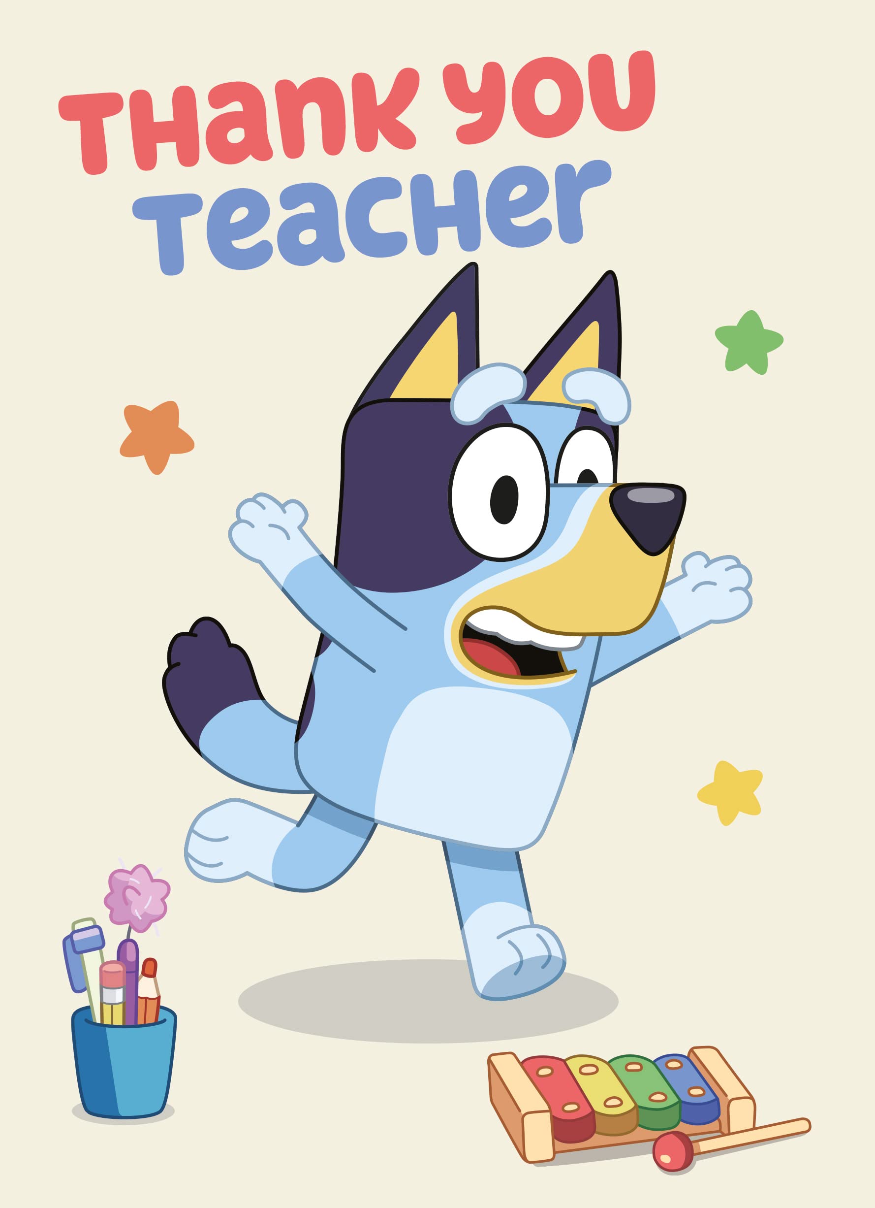Thank You Teacher Card, Bluey Thank You Teacher Card, Cards for Teachers