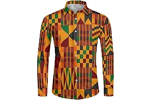 Cow Print Kente Button-Down Shirt for Men