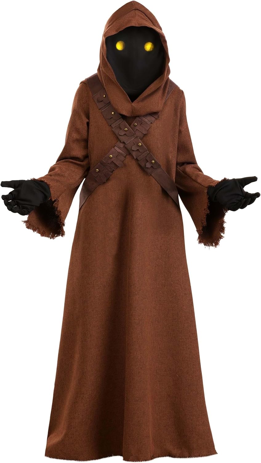 Deluxe Star Wars Jawa Costume for Kids - Includes Tunic, Hood, Belts, Gloves & Light Up Eye Glasses for Halloween Cosplay
